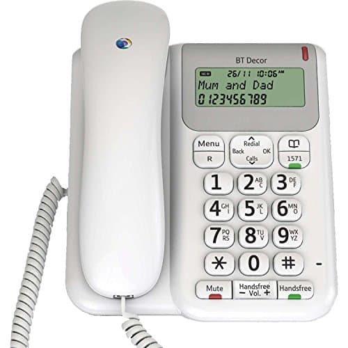 Image of BT Décor 2200 Corded Landline House Phone, Home Phone, Phonebook, Handsfree, Mute Button, 1571 message indicator