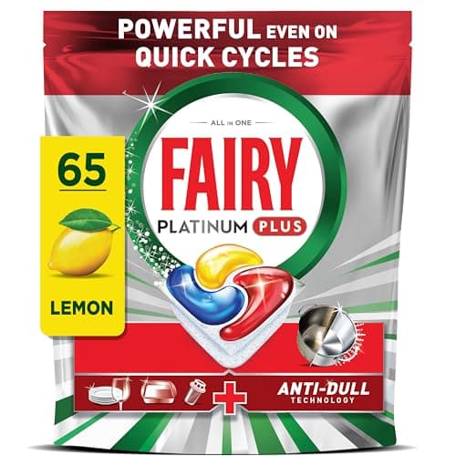 Image of Fairy Platinum Plus Dishwasher Tablets Lemon, 65 Capsules, Impeccable Clean Even in Quick Cycles Without Pre-Wash, Anti-Dull Technology, Super Shine Function, Filter Clean