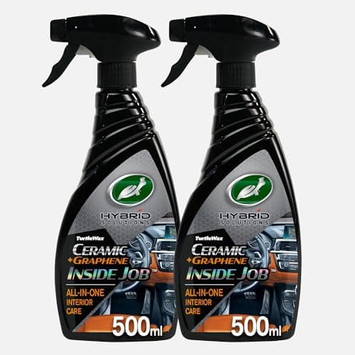 Image of Turtle Wax Hybrid Solutions Inside Job, All Purpose Ceramic Interior Car Cleaner and Protectant, Twin Pack 500 ml, Cleans, Deodorises and Protects Leather Car Seats, Vinyl Rubber and Plastic