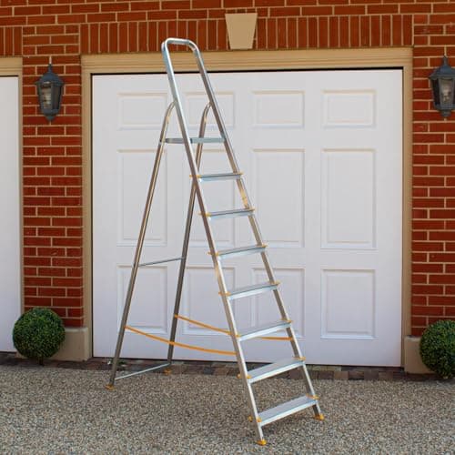 Image of BPS® Aluminium Step Ladder | Folding Ladder | Ladders | Trade & DIY | Non-Slip Feet | Hand Rail | 8 Step