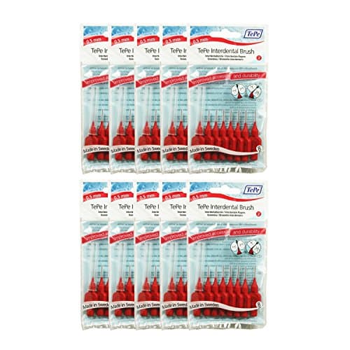Image of TePe Red TePe Interdental Brushes 0.5 mm - 10 Packs of 8 (80 Brushes)