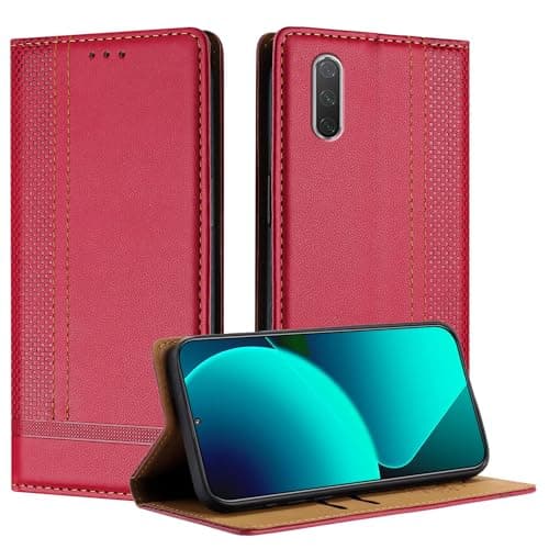Image of Mo-Beauty for Xiaomi mi CC9e / mi A3 Case, Leather Flip Wallet Cover Compatible with Xiaomi A3 with [Card Slots] [Kickstand] [Magnetic] (Red)