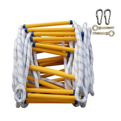 Image of Emerncy Fire Escape Ladder for 2-S Homes, Portable & Flame Resistant, Quick Deployment, Sturdy Safe Rope for Emerncy Evacuat