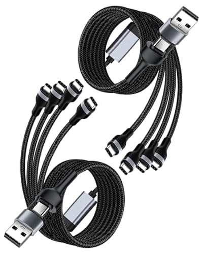 Image of 2PC USB C Splitter Cable 4-in-1 Multi Charger, 40W PD & QC3.1A Fast Charging, USB A/C to 4 Type C Ports, 1.2m Braided Cable for Phone 15/Samsung Galaxy/Tablets & More – Data Sync & Safe Charging
