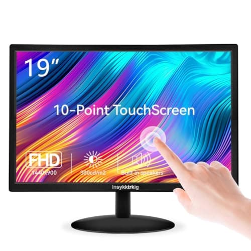 Image of Insykktrkig Touchscreen Monitor 19 Inch FHD 1440 x 900 Multi-Touch Screen Dual Speakers HDMI VGA Type-B 60Hz,VESA,Brightness 300cd/m²,Tilt Adjust,PC Desktop Laptop Computer Windows Touch Display