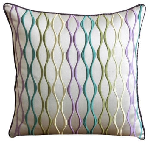 Image of The HomeCentric Multi Color Throw Cushions Cover for Couch Contemporary, 30x30 cm (12x12 inch) Cushion Cover, Jacquard Weave Cushioncases, Multicolor Embroidered Throw Cushions - Multicolor Waves
