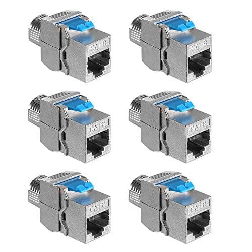 Image of kwmobile Keystone Module Jacks - 6 Piece CAT-8 Shielded Keystone Jack RJ45 Cat 8 Ethernet Module 40 Gbit with Shielded Metal Housing