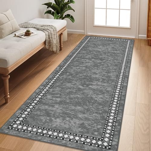 Image of Homcomodar Carpet Runner for Hallways Non Slip 80x200cm Hallway Runners Washable Runner Rugs for Hallway Kitchen Entryway Bedroom Laundry Doorway(Grey)