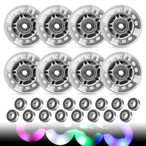Image of 8pcs Inline Roller Skates Wheels with 72mm Ball Bearings Inline Skate Wheels Transparent Silver Inline Roller Skates Wheels for Inline Skates Indoor Outdoor