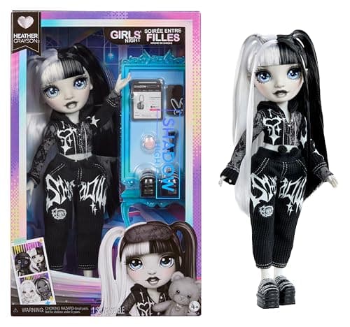 Image of Rainbow High Shadow High Girl's Night - Heather Grayson - Greyscale 28cm Fashion Doll, Black and White Hair & Outfit with Accessories and Comb - for Collectors & Children Ages 4+