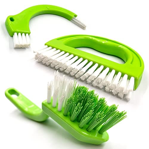 Image of 3 in 1 Grout Brush Tile Cleaning Tool | Kitchen & Bathroom Scrubbing Brush Cleaner with Stiff Angled Bristles to Easily Clean Joints and Grooves | Small Cleaning Brushes to Remove Mould, Dirt & Grime