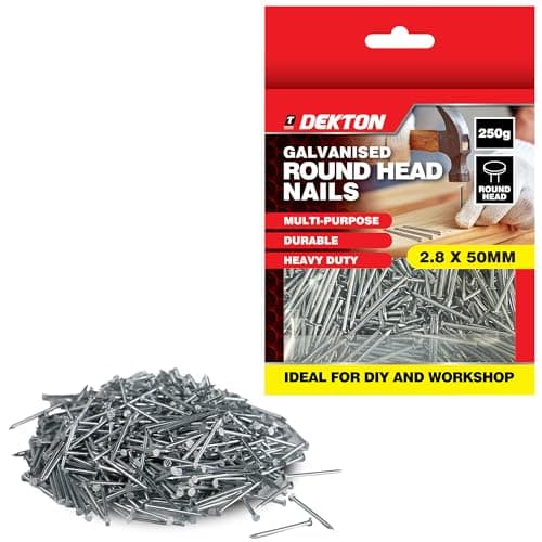 Image of DEKTON 2.8 x 50mm Galvanised Round Head Nails – Durable, Heavy-Duty & Multipurpose for Woodworking, Construction, DIY & General Repairs