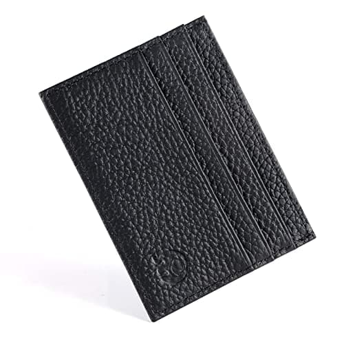 Image of URAQT Credit Card Holder Wallet, RFID Blocking Leather Ultra Slim Wallet, Thin Minimalist Credit Card Case Card Protector, Front Pocket Wallets for Men, Women - 6 Card Slots and 1 Pockets (Black)