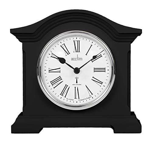 Image of Acctim Black Quartz Battery Radio Controlled Mantle Mantel Clock - Chesterfield 77163