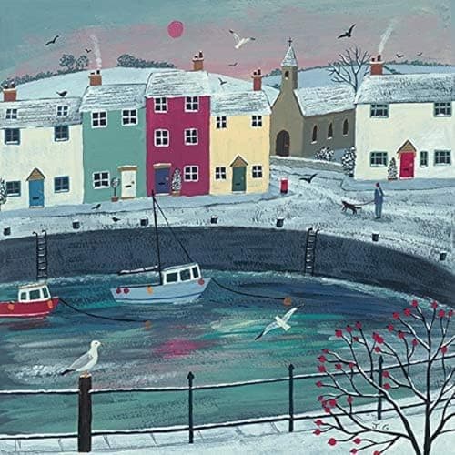 Image of Art Group WDC98269 The Jo Grundy (A Walk Round Winter Harbour) -Canvas Print 85 x 85cm, Wood, Multicolour, 85 x 85 x 1.3 cm