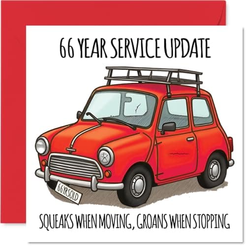 Image of 66th Birthday Cards for Men Women - Yearly Service Update - Happy Birthday Card for 66 Year Old Man Woman Cousin Nanny Dad Wife, 145mm Bday Greeting Cards