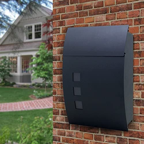 Image of DWD® Postbox, Sleek Curvy Modern Wall-Mounted Lockable Post Letter Box with Viewing Windows,Keys, Easy to Install, Anthracite Grey Smart Design Weatherproof