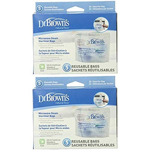 Image of Dr. Brown`s Microwave Steam Sterilizer Bags - 2 Packs of 5 Count = 10 Bags (Limited Edition)
