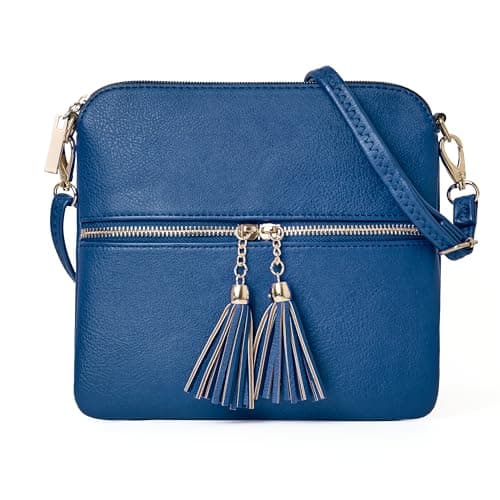 Image of Woodland Leathers Crossbody Bags for Women, Designer Faux Leather Small Shoulder Bag for Women With Adjustable Strap, Ladies Multiple Compartments Messenger Bag (Royal Blue, Small (21.5x21.5 cm))