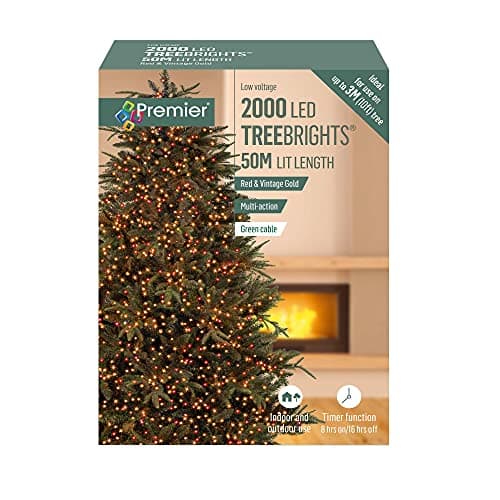 Image of Premier 2000 M-A Led TreeBrights Timer Vintage Gold & Red