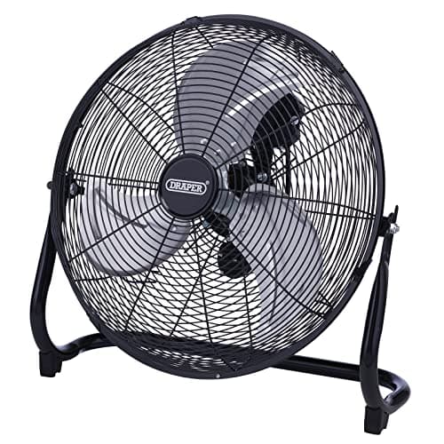 Image of Draper 70432 230V Floor Fan, 16"/400mm, 100W, Fan for Office, Living Room and Garage, Black