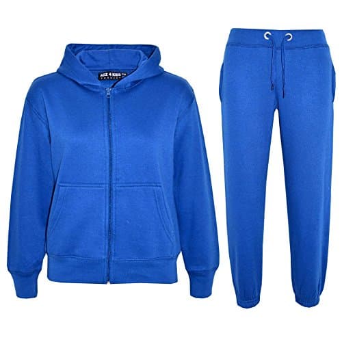 Image of A2Z 4 Kids Girls Boys Tracksuit Plain Camouflage Fleece Hooded - T.S Plain Royal 7-8