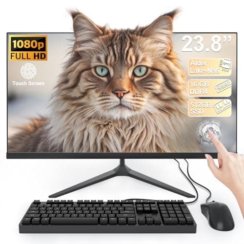 Image of SUKOTOP All-in-One PC with 23.8" Full HD Multi-Touch Display, Alder Lake-N95 processor 16GB RAM and 512GB SSD Features Dual-Band WiFi, Bluetooth and Wired Keyboard with Mouse