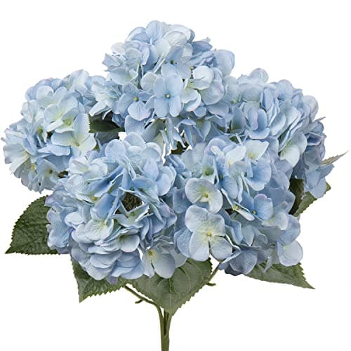 Image of Hollyone Blue Hydrangeas Bunch Artificial Flowers, Large Fake Hydrangeas Bouquet Faux Silk Flowers for Home Decor, Flower Arrangement, Wedding, Flower Bouquets, Living Room, Centerpiece Decorations