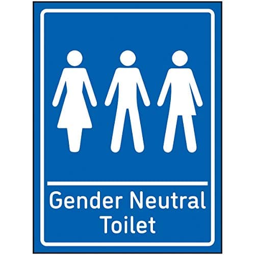 Image of V Safety Gender Neutral Toilet Sign - 150x200mm - Blue Self Adhesive Vinyl