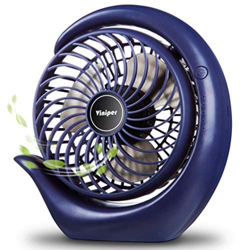 Image of viniper Portable Rechargeable Fan, Small Desk Fan : 3 Speeds & about 8-24 Hours Longer Working, 180° Rotation, Portable Desktop Fan Small but Mighty (Blue, Light Black Blade)