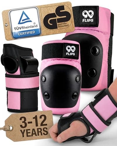 Image of 99FLIPS Knee Pads for Kids - Kids Elbow and Knee Skating Pads - Wrist Guards - - SLIDE - Size XS - PINK - Skateboard, Scooter & Inline Skates