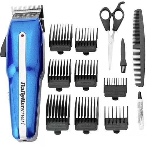 Image of BaByliss PowerLight Pro Clipper, Cordless or Corded Hair Clippers for Men, 8 cutter guides 1-8, Rechargeable Grooming Set, Blue, 7498CU