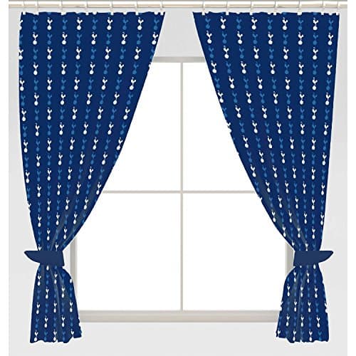 Image of Tottenham FC Official Ready Made Repeat Crest Curtains (One Pair) (Blue)