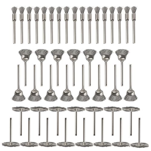 Image of Gasea 45Pcs Wire Brushes Set, 3mm Shank Mini Wire Polishing Wheel Cleaning Brush Drill Rotary Tools Assortment Kit