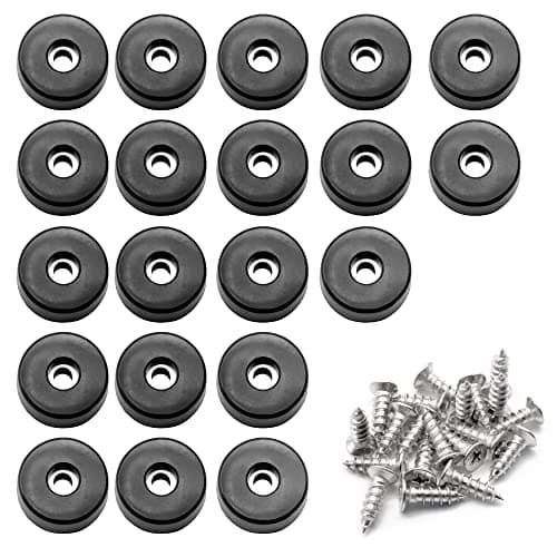 Image of Rubber Cutting Board Feet with Stainless Washer and Screws, 1 inch Black Round Rubber Feet, Non Slip Bumper Pads for Furniture, Electronics & Application,20 Pack (25 * 23 * 9)