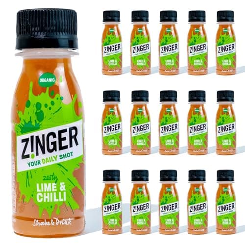 Image of ZINGER Lime and Chilli Shots (15x70ml) | Refreshing Spicy Kick | Organic Ingredients, Vegan and Gluten Free | No Added Sugar