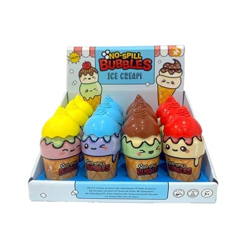 Image of Puckator Ice Cream Cone Shaped No Spill Bubbles - Party Bag Fillers Bubbles Garden Toys Gifts Presents for 4 5 6 7 Year Olds Kids Girls Boys Children - Giant Bubble Blower Makers Toy Prizes