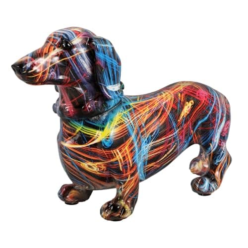 Image of SEWACC Colorful Dachshund Statue, Resin Graffiti Dachshund Dog Figurine Decoration for Home Office Desktop Ornament, 8.26 X 5.11 X 2.75 Inches