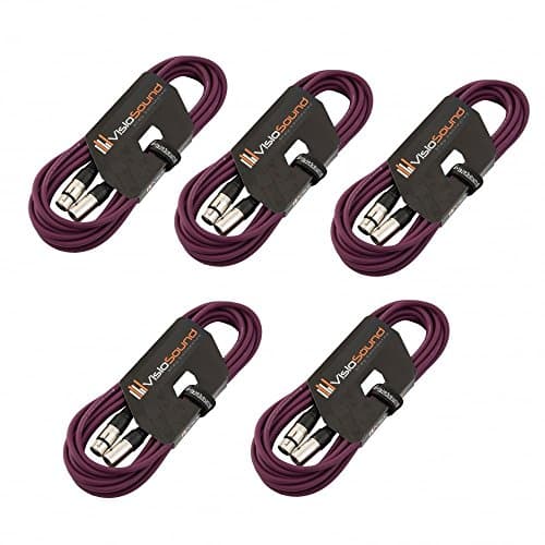 Image of VisioSound 5 x 6m Male to Female XLR Mic Leads/Balanced Microphone Cables / 8 Colours/Multi-Packs Purple