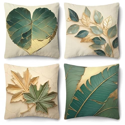 Image of PVOODIRE 45x45 cm Short Plush Cushion Covers 4 Pack - Throw Pillow Covers for Indoor Outdoor Patio Sage Green Living Room Accessories