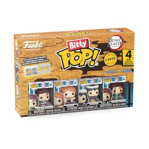 Image of Funko Bitty POP! 4 Pack: Demon Slayer - Tanjiro Kamado, Sabito, Makomo, Mystery Mini Figure - Styles may vary - 0.9 inch (2.2 cm) Collectable - Stackable Display Shelf Included - Gift Idea