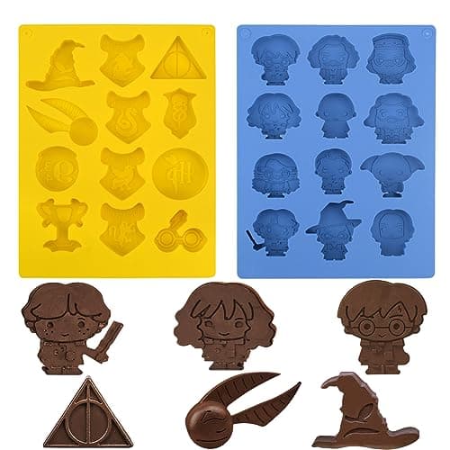Image of PIUMOJ Harry Silicone Moulds, Harry Chocolates Mould, Potter Silicone Baking Mould, Wizard Non-Stick Silicone Moulds for Cake Decoration, Sweets, Pack of 2