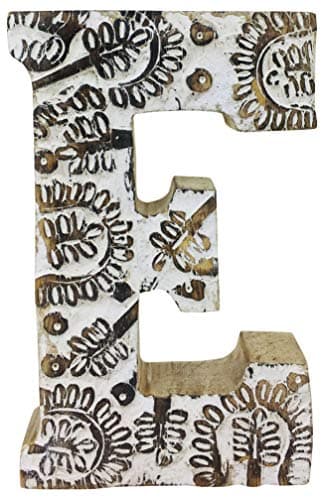 Image of EliteKoopers Hand Carved Wooden White Flower Letter For New baby's, kid's Bedrooms Name Decor Decoration