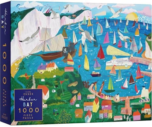 Image of Elena Essex Jigsaw Puzzle - Harbour Bay, Jigsaw Puzzles for Adults 1000, Jigsaws 1000 Pieces for Adults, Colourful Sailing Boats Sea Beach Landscape Puzzle, Size 70x50cm