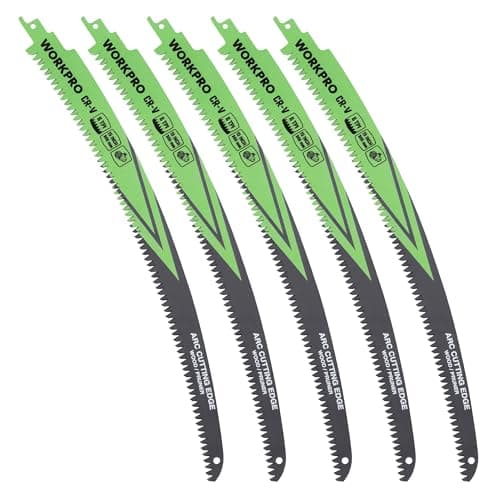 Image of WORKPRO 380 mm 5-Piece Wood Pruning Reciprocating Saw Blades Set, Sabre Saw Blades for Cutting Branches, 6TPI Saw Blades Set, Compatible with Most Reciprocating Saw