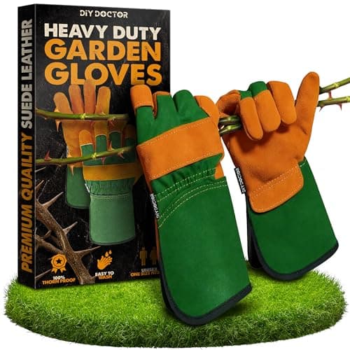 Image of DIY Doctor Heavy Duty Gardening Gloves for Men, Thorn Proof Leather Garden Work Gloves, One Size Fits Most Unisex - (1 Pair)