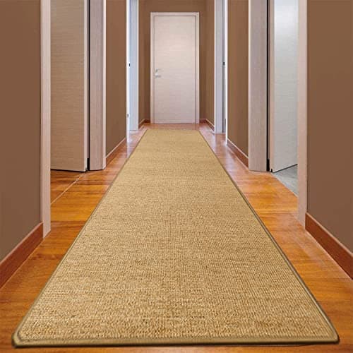 Image of ybaymy Extra Long Runner Rugs for Hallway, 80 X 300cm Jute Runner Rugs, Hallway Carpet Runner with Cotton Border, Non-slip Sisal Runner Rug for Living Room, Entrance Patio, Laundry Room and Corridor