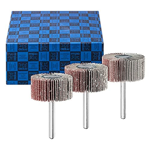 Image of PFERD 44498003 Fan Grinder Set F 3 Pieces | Corundum Diameter 40 x 20 mm Shaft Diameter 6 mm A60, 80, 120 | for Fine Sanding & Finish 40 x 20 mm