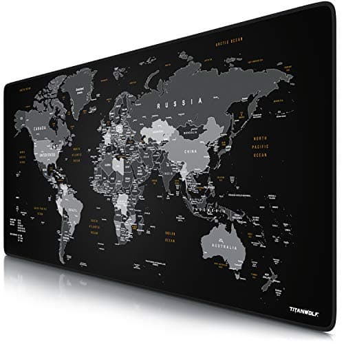 Image of TITANWOLF XXL Speed Gaming Mouse Mat World - Mouse Pad 900 x 400 x 3mm – extra large mouse mat - Table mat large size - improved precision and speed – Design Planisphere black