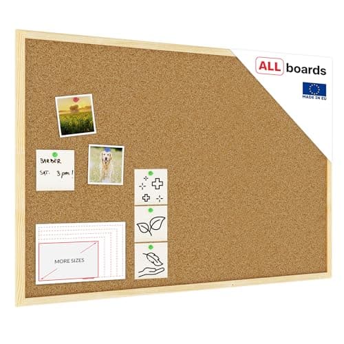 Image of ALLboards Cork Board with Wooden Frame 90x60cm(900x600mm), Corkboard Bulletin Board Notice Board
